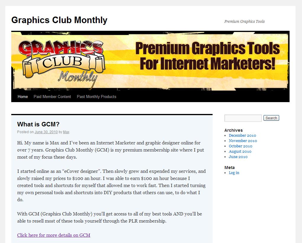 Graphics Club Monthly homepage image Graphics Club Monthly,GCM,Max Rylski,PLR,Graphics